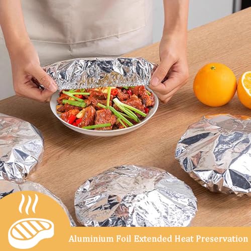 Ouliget Repeatable Film Insulation Cover,Aluminium Foil Elastic Food Bowl Storage Covers,Food Fresh Keeping Bags for Sandwich Wraps Burritos BBQ Cooking Storing Food,10 Pieces