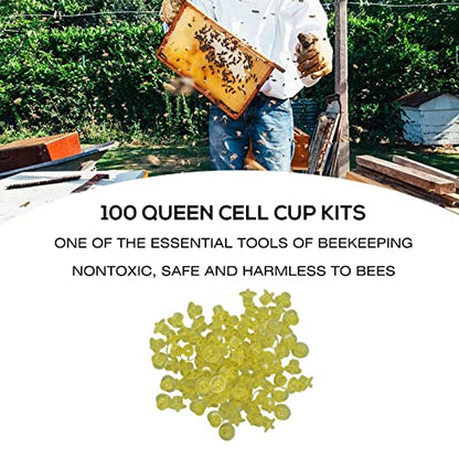 Kavolet 100PCS Queen Bee Rearing Cup Plastic Beekeeping Supplies, Queen Bee Cell Cup Rearing Kit Vivid Color for Beekeeper - Cell Apiculture Grafting Tool (Yellow) - color: Yellow