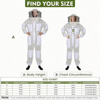 Upgraded Bee Suit for Men & Women Sting Proof, Thickened Ventilated Beekeeper Suit with Gloves & Round Veil, Full Protection Beekeeping Suits(XXL 5'11"-6'3") - size: Thickened XXL