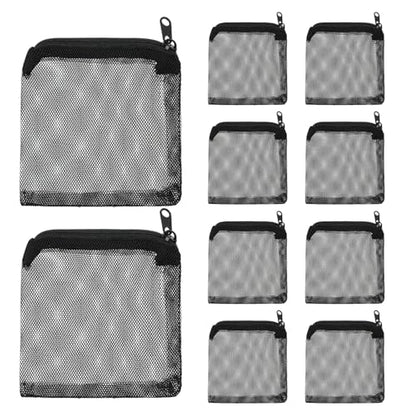 10Pcs Media Bags for Aquarium Fine Mesh Bag 4" x 4" with Plastic Zipper, Reusable Bag Mini Fish Tank Filter for Bio Activated Carbon Filterstones