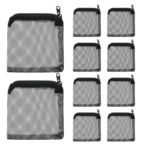 10Pcs Media Bags for Aquarium Fine Mesh Bag 4" x 4" with Plastic Zipper, Reusable Bag Mini Fish Tank Filter for Bio Activated Carbon Filterstones