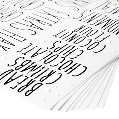 Talented Kitchen Kitchen Adhesive Labels - Waterproof Labels for Storage Bins - Pantry & Jar Stickers for Spices - Pack of 136, 2 x 3 in, Black Text on Clear Vinyl - color: Black Text on Clear Background