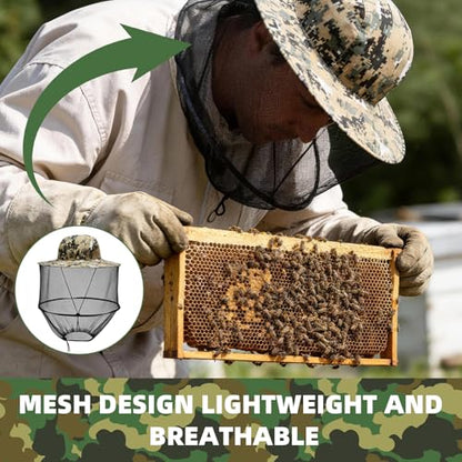 1 Pcs Bee Keeper Hat, A Beekeeping Hat Featuring a Breathable Veil and Drawstring Design, Equipped with a Honey Scraper for Beekeeping Protection and Honey Harvesting