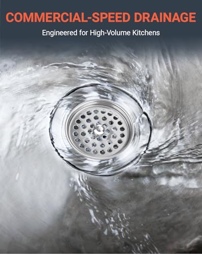 3-1/2 Inch Commercial Sink Strainer - 304 Stainless Steel Clog-Free Drain Cover, Precision Fit for 3.5" Drains & 3 Compartment Sinks, Heavy-Duty for High-Volume Kitchens (3-Pack) - color: 3 Pack