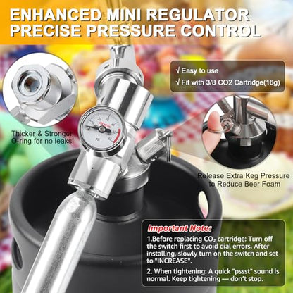 Ferroday 128Oz Mini Keg Growler Tap System, Homebrew Mini Beer Growler, Stainless Steel Draft Beer Dispenser With Faucet&Co2 Regulator, Portable Beer Tap System Keep Beer Fresh And Carbonation - color: Black