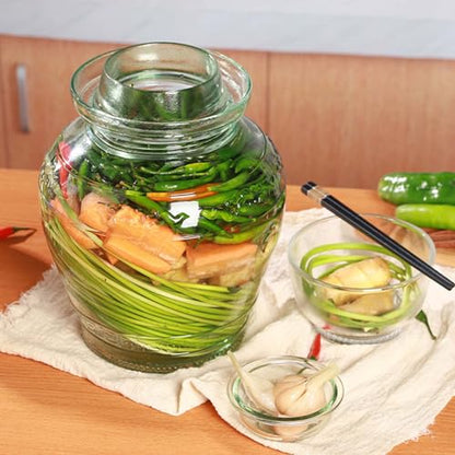 Vencer 2.5 Liter Traditional Glass Fermenting Jar With Lid and Pressure stone,Glass Fermentation Tank for Pickling Kimchi Sauerkraut,VHF-007 | With Lid and Pressure Stone, Glass Fermentation Tank, For Pickling Kimchi Sauerkraut - size: 2.5L