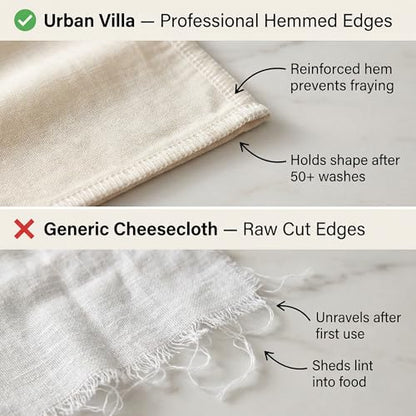Urban Villa Grade 100 XL Cotton Cheese Cloth 36x36 Inch, Reusable with Finished Edges 100% Unbleached Cotton Cheese Cloth Fine Mesh Butter Muslin Cloth for Straining, Cheese Making, Cooking & Baking - color: Natural Beige, size: 36 x 36 inches / 1 piece