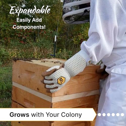 Mann Lake Traditional Complete Bee Hive Kit, 9⅝" Deep Hive Body with 10 Frames, Beeswax Coated Food-Grade Plastic Foundation, Weather Resistant Telescoping Cover & Bottom Board, Made in USA, Unpainted - color: Not Painted Hive Kit
