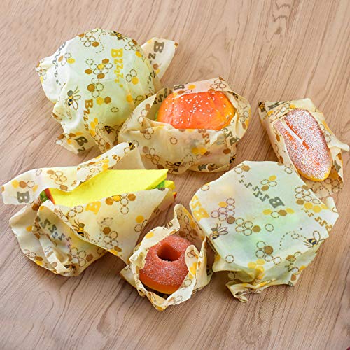 Reusable Beeswax Wraps 13 x 39 Inch Beeswax Wraps for Food Eco-Friendly Sustainable Food Storage Wraps for Sandwich, Cheese, Fruit, Bread, Snacks - size: Bee