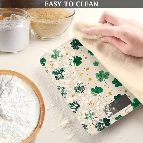 Food Scale Kitchen Scale for Baking Cooking Digital Food Weighing Measuring Scale Small Waterproof Electric Food Scale Green Clovers and Stars - color: Green Clovers and Stars