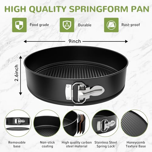 ZeroPone 9 Inch Springform Pan with Removable Bottom, Non-stick Round Spring Form Cake Mold Cheesecake Pan For Baking - size: 9 Inch