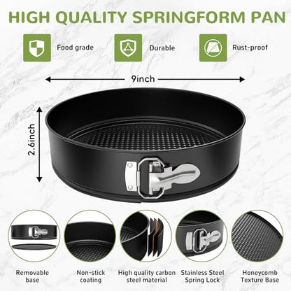 ZeroPone 9 Inch Springform Pan with Removable Bottom, Non-stick Round Spring Form Cake Mold Cheesecake Pan For Baking - size: 9 Inch
