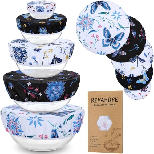 5-Size Reusable Beeswax Bowl Covers for Bread Proofing, Cotton Cloth Flexible Beeswax Wraps for Food Storage(Butterfly) - color: Butterfly