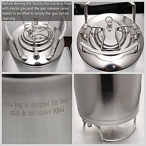 338 oz Mini Stainless Steel Beer Keg,Portable Home Dispenser System to Keep Fresh for Home Kitchen Brewing Beer,Keeps Carbonation for Craft Beer Draft and Homebrew
