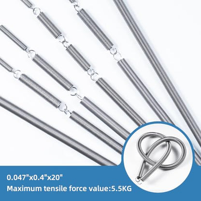 6pcs Extension Springs,0.047"x0.4"x20" 304 Stainless Steel Extension Springs with Hook Ends 20inch(6, 0.047"x0.4"x20") - size: 0.047"x0.4"x20"