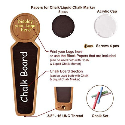 TESLYAR Wooden Beer Tap Handle for Kegerator – Large Chalkboard Keg Tap Handle Display for Bar, Brewery, Homebrew – Customizable Beer Faucet Handle (Brown) - color: Brown