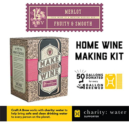 Craft a Brew Home Merlot Making Kit – Easy Beginners with Ingredients and Supplies – Ultimate Wine Brewing - color: Merlot