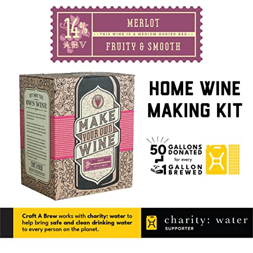 Craft a Brew Home Merlot Making Kit – Easy Beginners with Ingredients and Supplies – Ultimate Wine Brewing - color: Merlot