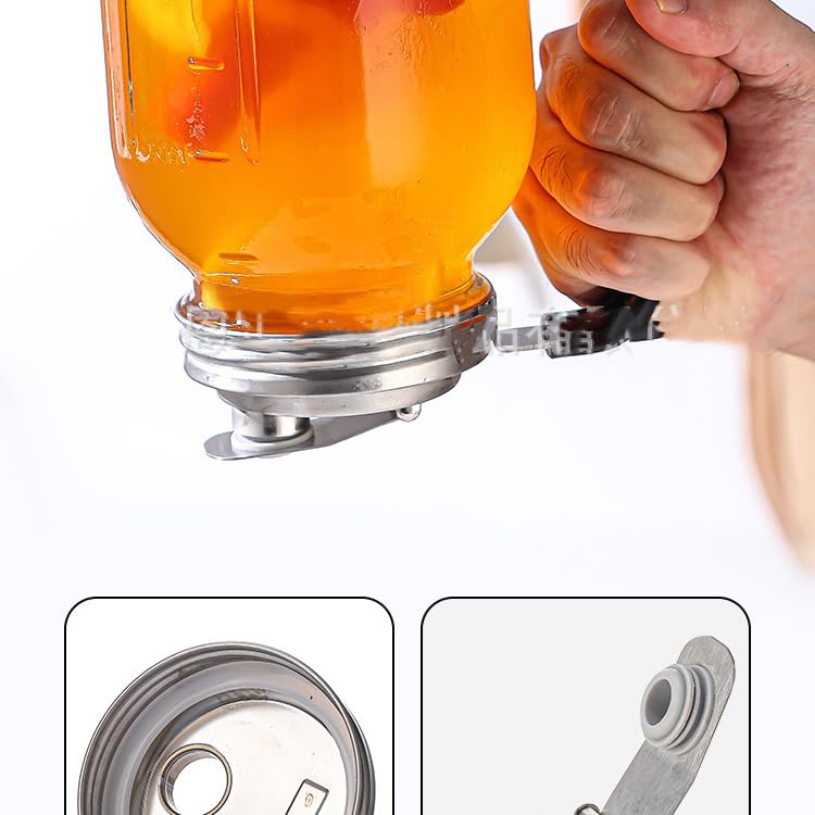 Stainless Steel Mason Jar Lids with Rubber Gasket and Handle,Mason Jar Lids for Wide Mouth,Bottle Cover for Cold Brew Grain Screw Cans Caps (Jars Not Included) (4)