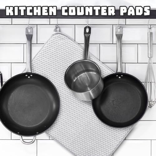 2Pcs XXL Dish Drying Mat,Absorbent Microfiber Dish Drainer Mats,Kitchen Counter Pads for Coffee Countertops,Sinks,Draining Racks(24×17",Gray)