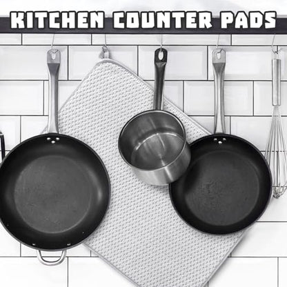 2Pcs XXL Dish Drying Mat,Absorbent Microfiber Dish Drainer Mats,Kitchen Counter Pads for Coffee Countertops,Sinks,Draining Racks(24×17",Gray)