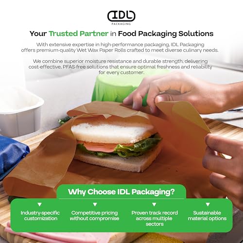 Brown Wet Wax Paper Roll 36" x 900' - USA-Made Moisture-Repellent Cooking Paper for Packing, Storing & Freezing - Heavy-Duty Food-Safe Wrapping Material for Meat, Cheese & Baked Goods by IDL Packaging - size: 36" x 900 feet