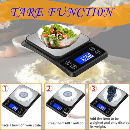Rechargeable Digital Kitchen Scale, 11lb/0.1g High Precision Food Scale,7 Units Digital Grams and Ounces for Weight Loss, Baking, Cooking and Meal Prep with Backlit LCD and Tare Function