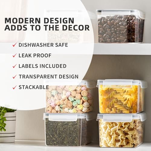 8pc 3.2L Airtight Canisters with Lids, Kitchen Dry Pantry Storage | 8pack 3.2L airtight canisters lock moisture out. Stackable bins hold all kinds of daily dry foods for kitchen pantry use - size: 8 pcs(3.2L)