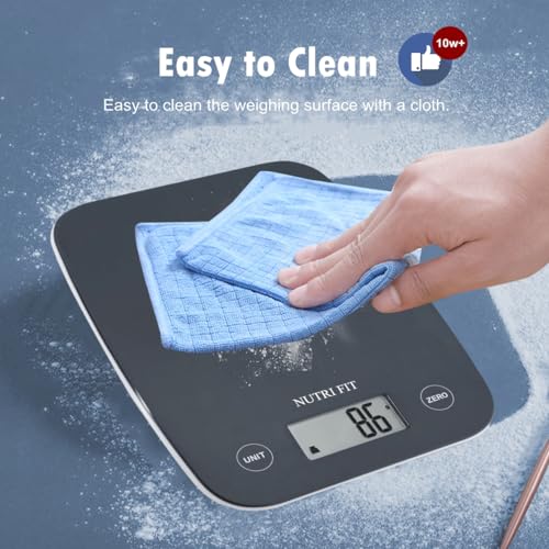 NUTRI FIT Digital Food Scale, 11lb Kitchen Scale Digital Weight, Cooking Scale for Food Ounces and Grams, 4 Units with 0.1oz/1g Precision, LCD Display with Tare Function - color: Ink Black