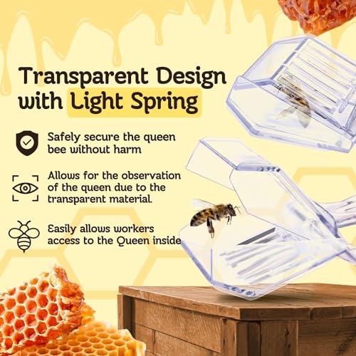 Flexzion Queen Catcher Clip (10 pcs) Transparent Plastic Cage Clips, Bee Catchers Trap Box Excluder One Hand Queen Catcher Beekeeping Tool for Beekeepers