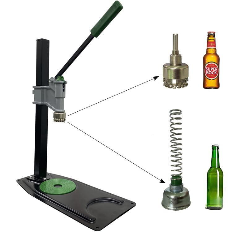 Manual Bottle Capper Tool Multifunctional detachable 26mm side puller capping head,Heavy Duty Strong Metal Easy Action Bench Bottle Capper, Adjustable Height Beer Bottle Capping for Home Brewing