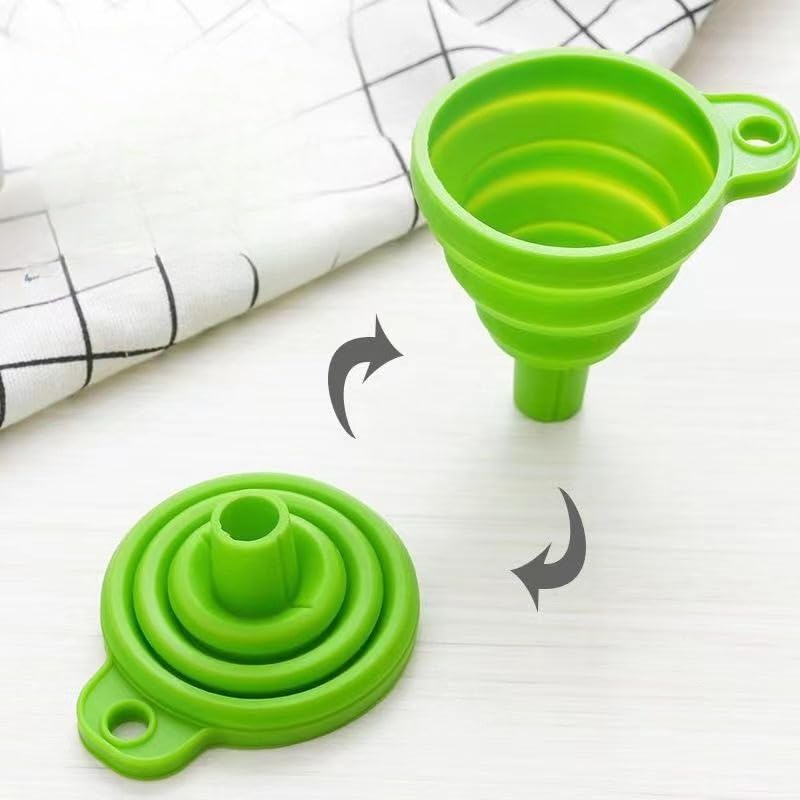 3PCS Kitchen Funnel Set Large Medium Small Silicone Collapsible Funnels | Food Grade Silicone Funnel for Kitchen Use Filling Bottles Liquid Powder Transfer Kitchen Gadgets Accessories - color: blue