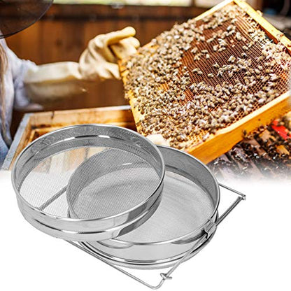 Honey Filter Stainless Steel Beekeeping Double Honey Sieve Strainer Apiary Equipment Durable Food Grade 304 Stainless Steel Honey Filter with Double Screen for Beekeepers and