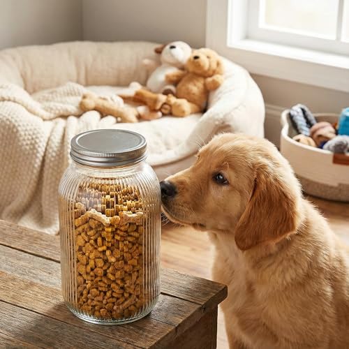 WELLIFE 64 OZ Mason Jars, 3 Pack Wide Mouth Mason Jars for Pickling, Canning, Fermenting and Food Storage, Microwave & Dishwasher Safe - color: Clear Stripe Mason Jars 64oz-3Pcs