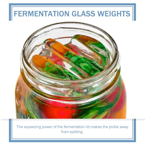 INOOMP Glass Fermentation Weights for Mason Jars, Wide Mouth Flat-bottomed Glass Lids for Fermenting and Canning, Kitchen Jar Accessories Set of 4