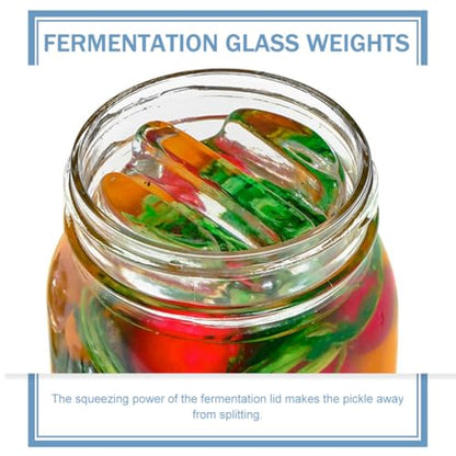 INOOMP Glass Fermentation Weights for Mason Jars, Wide Mouth Flat-bottomed Glass Lids for Fermenting and Canning, Kitchen Jar Accessories Set of 4