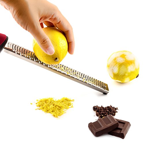 Lemon Zester, Stainless Steel Kitchen Cheese Grater, Plastic Cover Ergonomic Soft Black Handle - color: B-Black