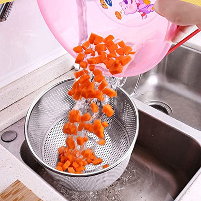 Tenta Kitchen 18/8(304) Stainless Steel Large Fine Mesh Strainer Micro-Perforated Flat Buttom Colander Stainless Steel Punched - Designed for Chef Commercial and Your Home 7.1 Inch/18 cm Diameter