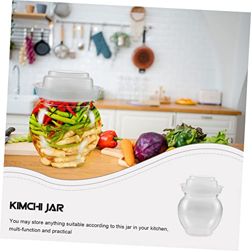 Unomor Kitchen Sealed Pickle Jar Airtight Fermenting Container for Kimchi Storage Jar Inner Lid for Dried Fruits Honey