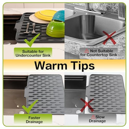 CHIKILLA Silicone Dish Drying Mat for Kitchen Counter, Fast Drainage Design for Vegetables Fruits, Heat Resistant, Non-Slip , Dishwasher Safe – 15.7x13 inch Urban Gray - color: B:Urban Gray