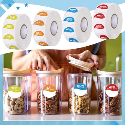Sayglossy 7000 Pcs Day of Week Label Food Label Monday Through Sunday Management Inventory Sticker Removable Weekly Self Adhesive Date Dot Sticker for Restaurant Kitchen Container (Wave) - style: Wave