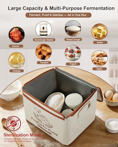 Coco Bird Bread Proofing Box with Window & 50oz Sourdough Starter Kit - Precise Temp Control (55-133°F) Fermentation Station with Large Glass Jar, Professional Sourdough Making Kit