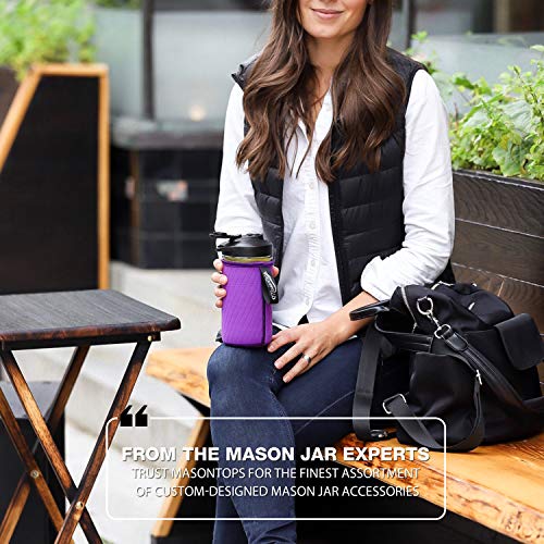 Masontops Wide Mouth Mason Jar Neoprene Sleeve - Purple - Triple Insulated Cozy - 2 Sleeves Cover 16-24 oz & Quart Sizes