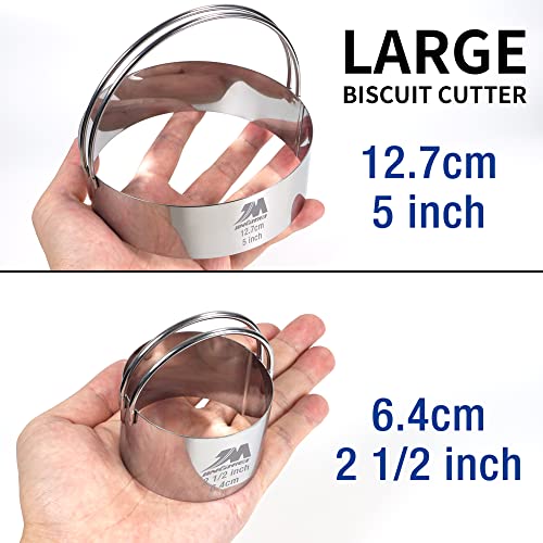 Biscuit Cutter Set for baking 2inch 2.5inch 3inch 3.5inch 4inch 5inch large size Round Metal Baking Rings with handle for Pastry, Biscuits, and Dough Cutting 6pcs set GIFT Package - style: 6pcs with Handle(2-5in)