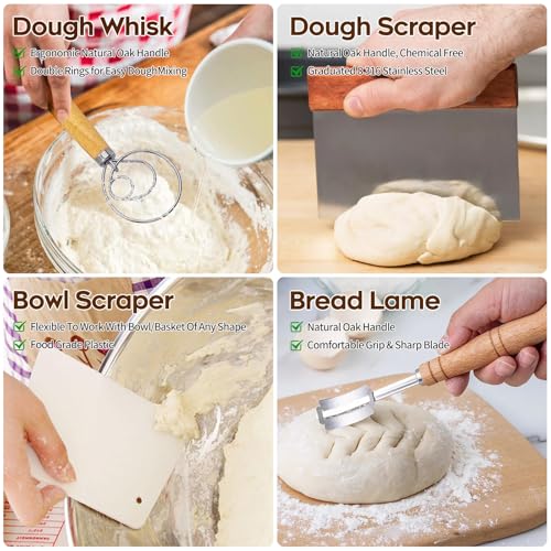 Dimpola Banneton Proofing Basket for Sourdough Bread, Handmade & Natural Rattan - Round Dough Rising Basket for Baking - Perfect for Artisan Breads (Round of 2 Gift Set) - style: Round of 2 Gift Set