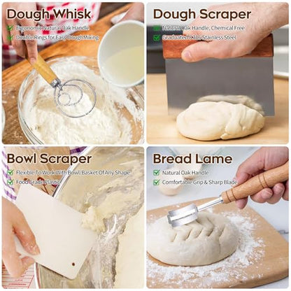 Dimpola Banneton Proofing Basket for Sourdough Bread, Handmade & Natural Rattan - Round Dough Rising Basket for Baking - Perfect for Artisan Breads (Round of 2 Gift Set) - style: Round of 2 Gift Set