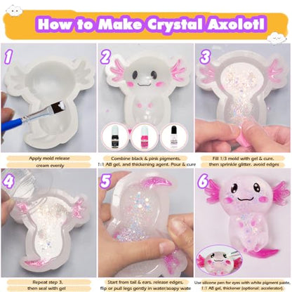 FUNSHOWCASE Taba Squishy Maker Big Axolotl Silicone Mold Gel Kits Pack - color: Axolotl
