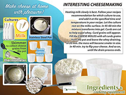 PetriStor 6 Pcs Soft Cheese Mold for Cheese Making 1.85QT - Cheese Making Mold - Cream Cheese Form Mold - Homemade Cheese Making Supplies - Molde para Queso Fresco Casero - Feta Cheese Making Basket