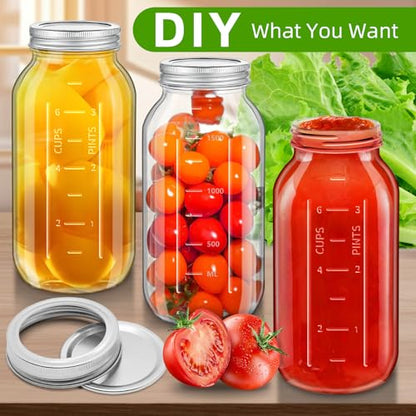 1Pc 64 OZ with scale Large Wide Mouth Mason Jars with Lids, Heavy Duty Glass Airtight Storage Canning Jar and Band Half Gallon / 2 Quart (1)