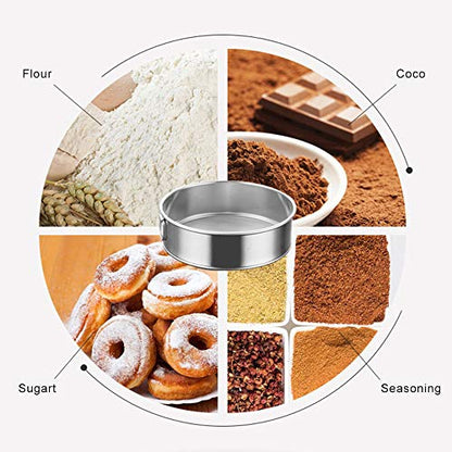 Webake Sieve 6-Inch 60 Mesh, 8-Inch 40 Mesh Sieves Fine Mesh Strainer Set of 2 Stainless Steel Sifter Round Flour Sieve for Baking Straining Powdering